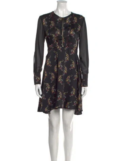 Pre-owned Sandro Floral Print Mini Dress In Black