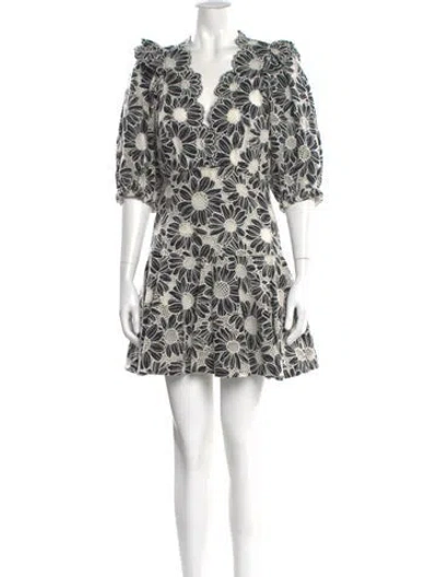 Pre-owned Sandro Floral Print Mini Dress In Black