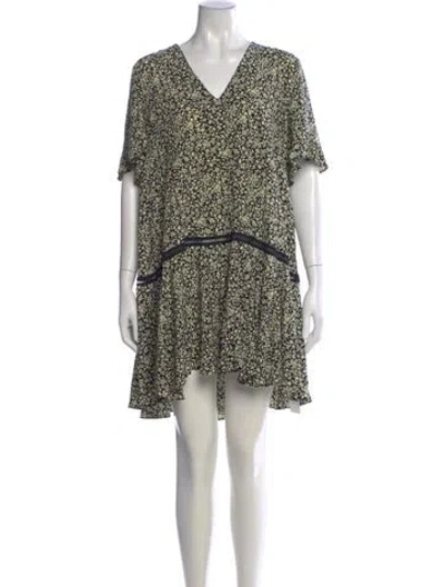 Pre-owned Sandro Floral Print Mini Dress In Black