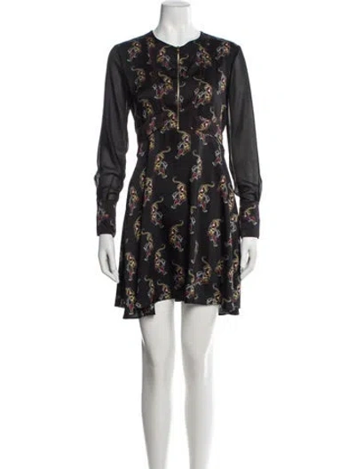 Pre-owned Sandro Floral Print Mini Dress In Black