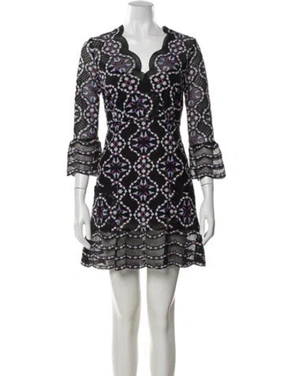 Pre-owned Sandro Floral Print Mini Dress In Black