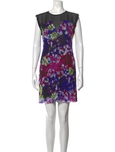 Pre-owned Sandro Floral Print Mini Dress In Black