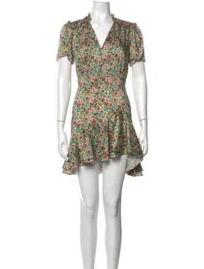 Pre-owned Sandro Floral Print Mini Dress In Black/blue/green
