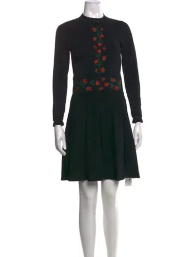 Pre-owned Sandro Floral Print Mini Dress In Black/green/red