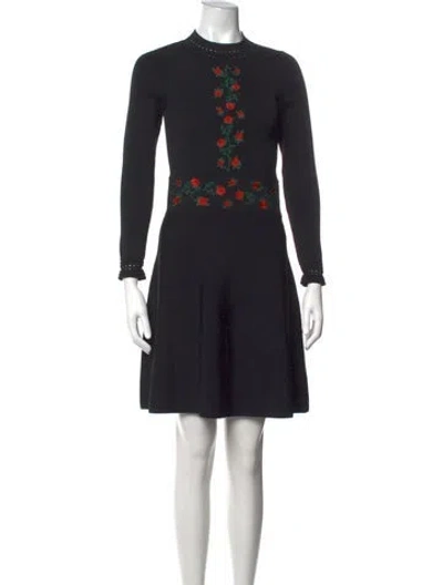 Pre-owned Sandro Floral Print Mini Dress In Black/green/red