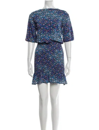 Pre-owned Sandro Floral Print Mini Dress In Blue