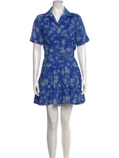 Pre-owned Sandro Floral Print Mini Dress In Blue