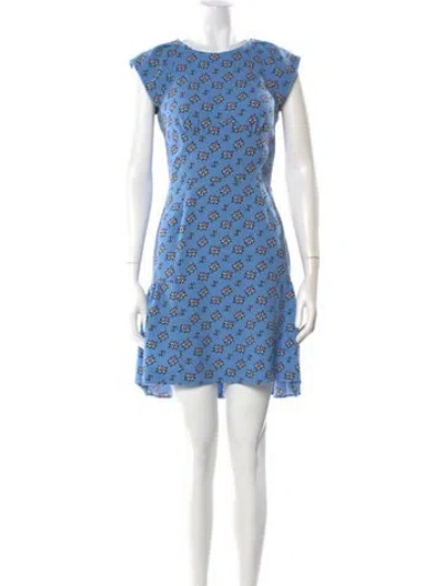 Pre-owned Sandro Floral Print Mini Dress In Blue
