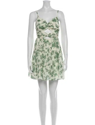 Pre-owned Sandro Floral Print Mini Dress In Blue