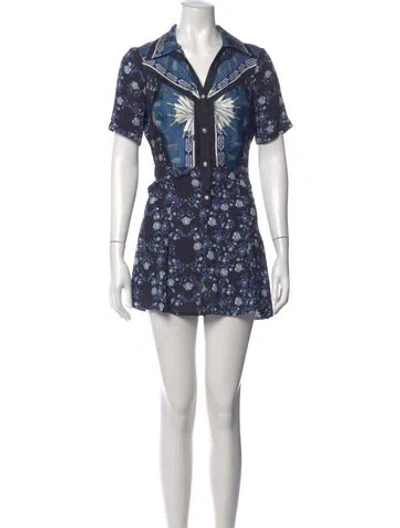 Pre-owned Sandro Floral Print Mini Dress In Blue