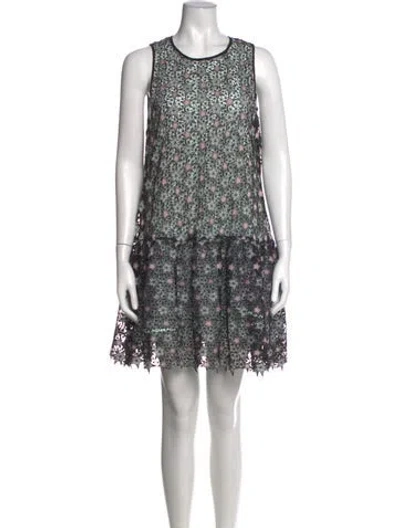 Pre-owned Sandro Floral Print Mini Dress In Blue