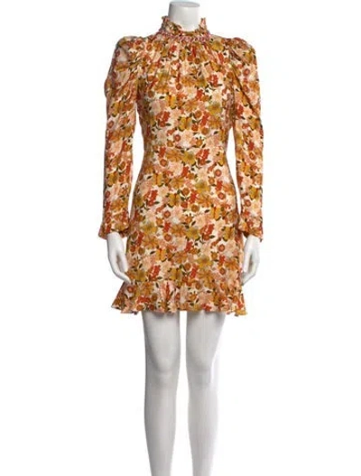 Pre-owned Sandro Floral Print Mini Dress In Brown