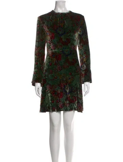 Pre-owned Sandro Floral Print Mini Dress In Green