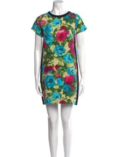 Pre-owned Sandro Floral Print Mini Dress In Green