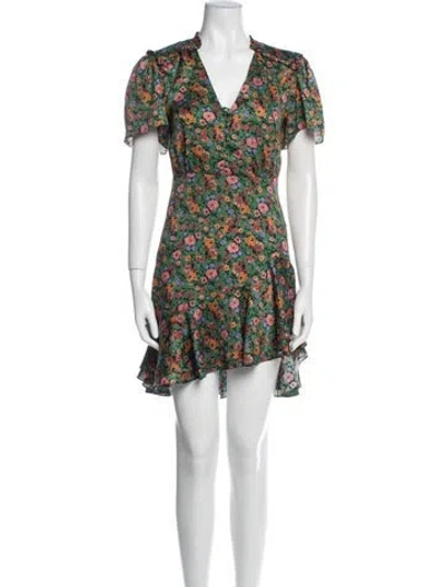 Pre-owned Sandro Floral Print Mini Dress In Green