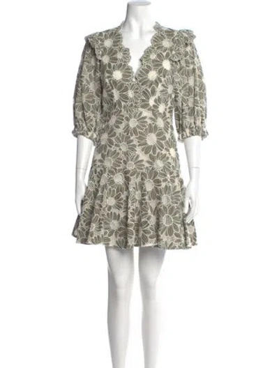 Pre-owned Sandro Floral Print Mini Dress In Green