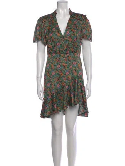 Pre-owned Sandro Floral Print Mini Dress In Green