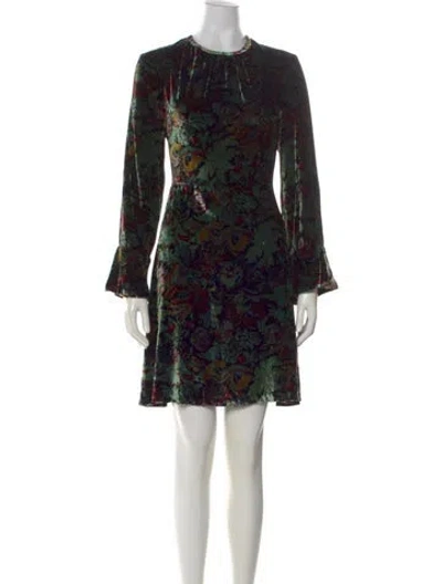Pre-owned Sandro Floral Print Mini Dress In Green