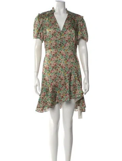 Pre-owned Sandro Floral Print Mini Dress In Green