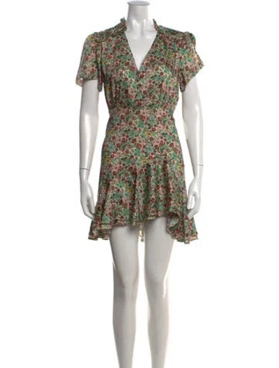 Pre-owned Sandro Floral Print Mini Dress In Green
