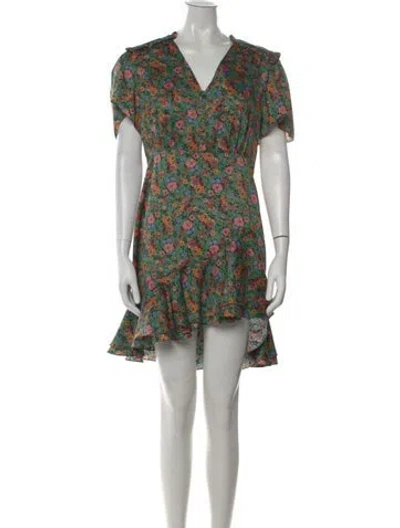Pre-owned Sandro Floral Print Mini Dress In Green