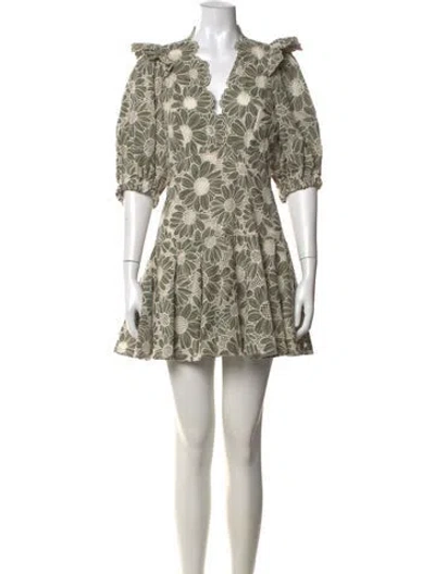 Pre-owned Sandro Floral Print Mini Dress In Green