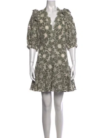 Pre-owned Sandro Floral Print Mini Dress In Green