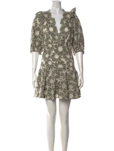 Pre-owned Sandro Floral Print Mini Dress In Green