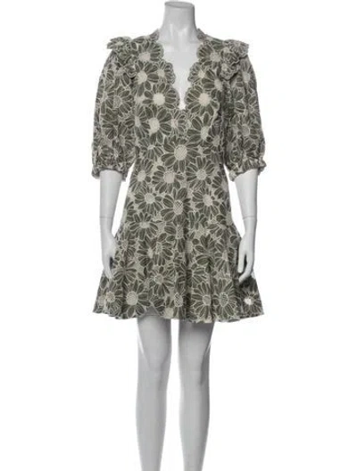 Pre-owned Sandro Floral Print Mini Dress In Grey