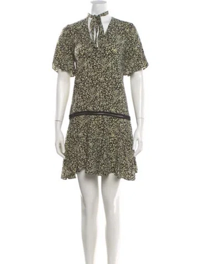 Pre-owned Sandro Floral Print Mini Dress In Neutral