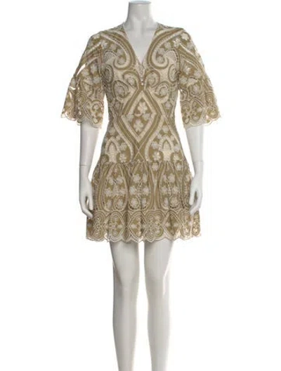 Pre-owned Sandro Floral Print Mini Dress In Neutral