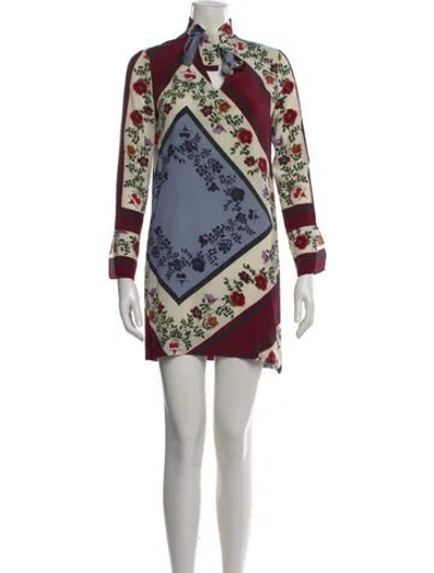 Pre-owned Sandro Floral Print Mini Dress In Neutral