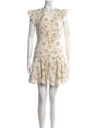 Pre-owned Sandro Floral Print Mini Dress In Neutrals
