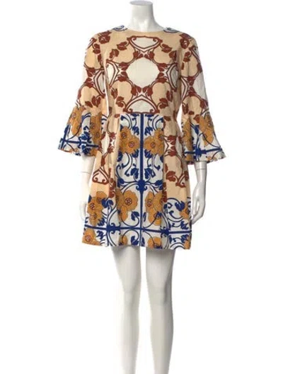 Pre-owned Sandro Floral Print Mini Dress In Neutrals