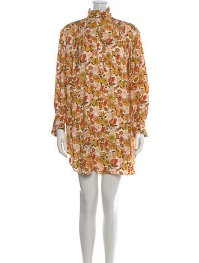 Pre-owned Sandro Floral Print Mini Dress In Orange
