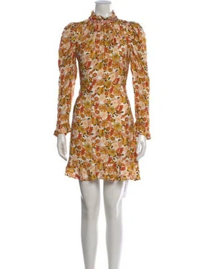 Pre-owned Sandro Floral Print Mini Dress In Orange