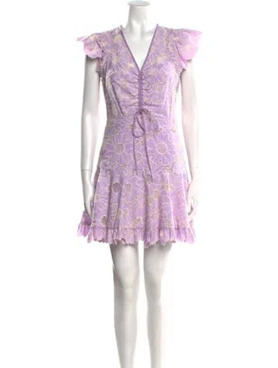 Pre-owned Sandro Floral Print Mini Dress In Purple