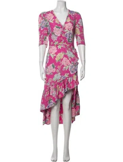 Pre-owned Sandro Floral Print Mini Dress In Purple