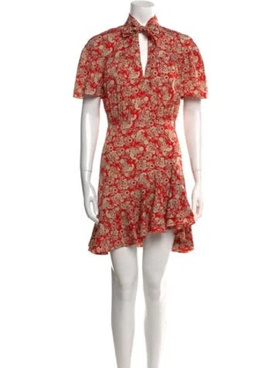 Pre-owned Sandro Floral Print Mini Dress In Red
