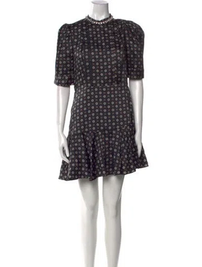 Pre-owned Sandro Floral Print Mini Dress W/ Tags In Black