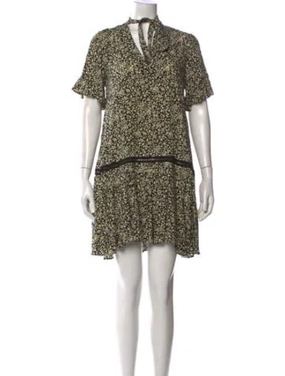 Pre-owned Sandro Floral Print Mini Dress W/ Tags In Black