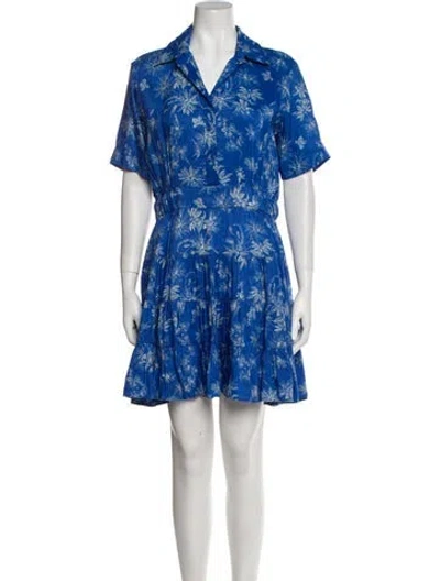Pre-owned Sandro Floral Print Mini Dress W/ Tags In Blue