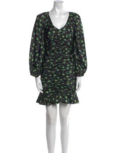 Pre-owned Sandro Floral Print Mini Dress W/ Tags In Green