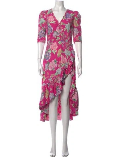Pre-owned Sandro Floral Print Mini Dress W/ Tags In Pink