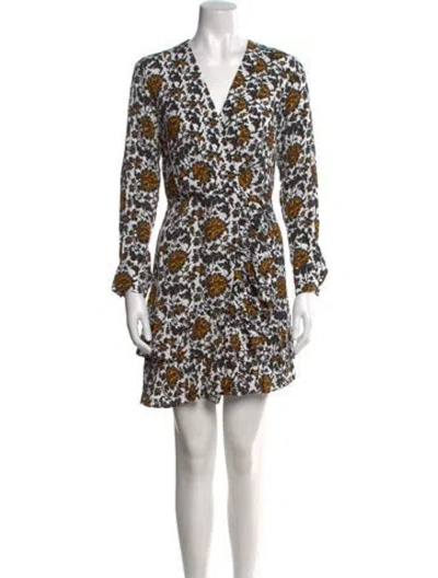 Pre-owned Sandro Floral Print Mini Dress W/ Tags In White