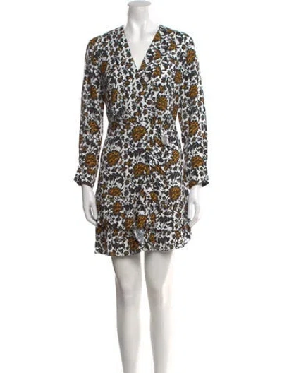 Pre-owned Sandro Floral Print Mini Dress W/ Tags In White