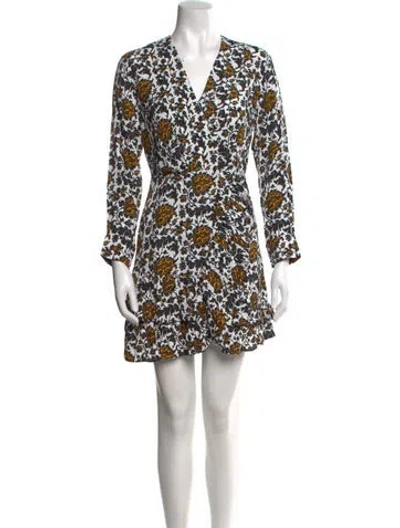 Pre-owned Sandro Floral Print Mini Dress W/ Tags In White