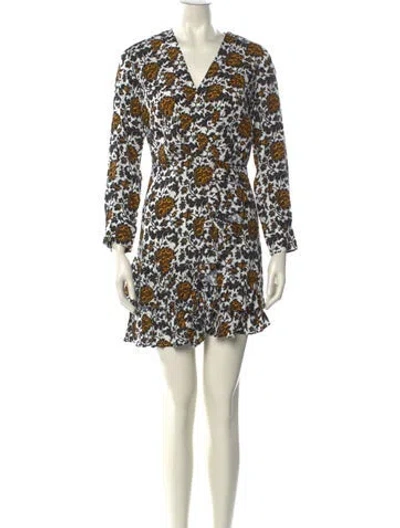 Pre-owned Sandro Floral Print Mini Dress W/ Tags In White