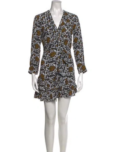 Pre-owned Sandro Floral Print Mini Dress In White