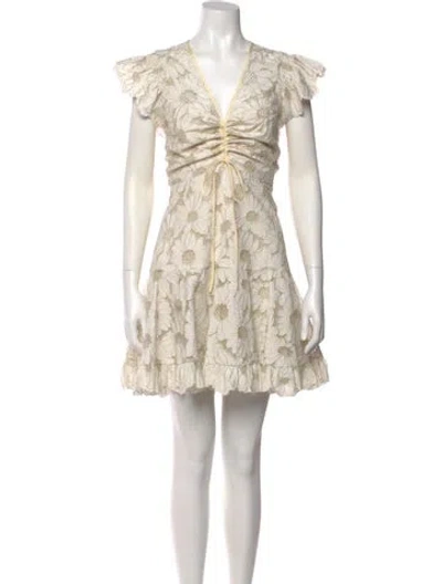 Pre-owned Sandro Floral Print Mini Dress In White